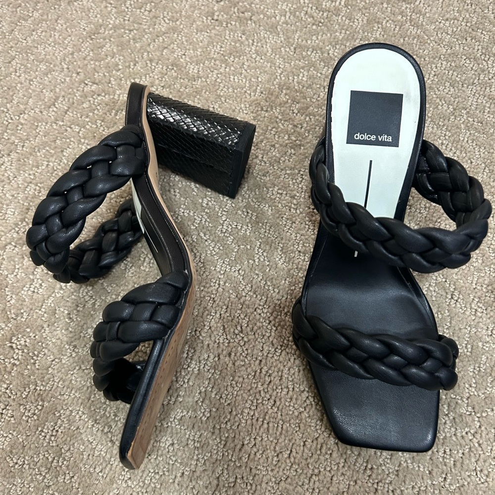 Dolce Vita Paily Braided Heels – Black Stella – Size 7